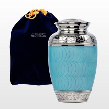 Imagem de Trupoint Memorials Urnas de Cremação para Cinzas Humanas- Urnas Decorativas, Urnas para Cinzas Humanas Femininas e Masculinas, Urnas para Cinzas Adultas Femininas, Urnas Funerárias- Azul Claro, Grande
