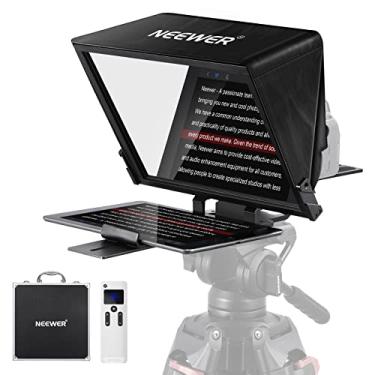 Imagem de NEEWER Teleprompter X14 Pro com controle remoto RT-110 e controle de aplicativo (conexão Bluetooth via aplicativo de teleprompter mais recente), portátil de 14 polegadas, sem montagem, compatível com