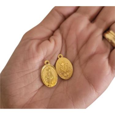 Imagem de Kit 100 Medalhas Nossa Senhora Das Graças Alumínio 2cm - caf
