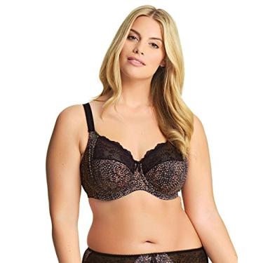 Imagem de Elomi Sutiã feminino de renda elástica com aro, plus size, Ébano, 42HH