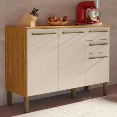 Imagem de Balcão de Cozinha Com Tampo 3 Portas 2 Gavetas Carmenere 100% Mdf