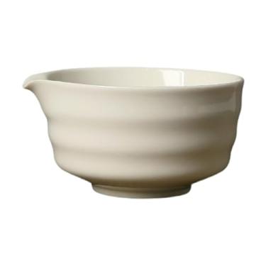 Imagem de YWJLQH Ceramic Matcha Bowl Toquelina tradicional de porcelana Bowl 450ml Chawan com bico de chá verde japonês artesanal para iniciantes, Branco