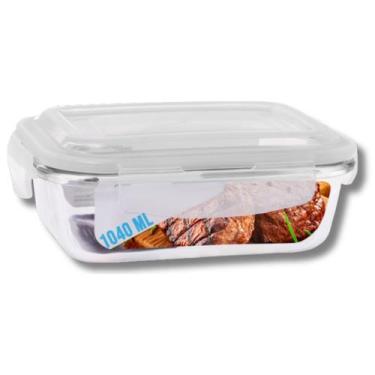 Imagem de Pote Vidro 1040ML (Vai ao Forno, Microondas)Retan c/Tampa - Pra casa