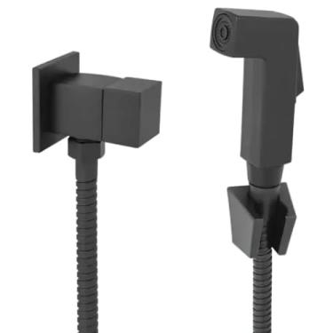 Imagem de Ducha Higiênica intima Bidê Banheiro 1/4 volta Luxo Quadrado Chuveirinho Gourmet Kit Completo metal (Prateado)