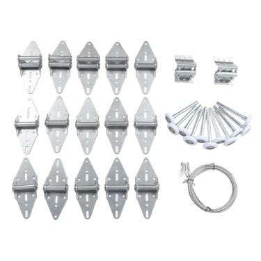 Imagem de Superar o Kit de Hardware Porta Garagem, 16-18x7 Portão de Garagem Kit de Hardware Rolo de Dobradiças de Dobradiças Corda de Arame, Nylon Rolo Suportes Com Cabo de 2650 Mm