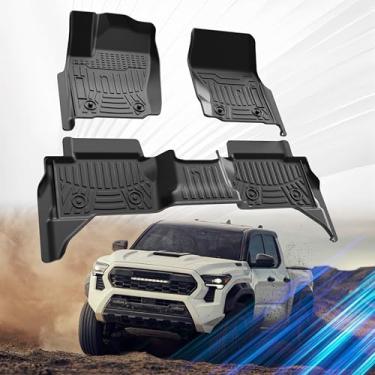 Imagem de SSESS Tapetes de chão adequados para Toyota Tacoma 2024 cabine dupla, tapetes TPE para todos os climas tapetes de carro de ajuste personalizado, acessórios de carro forro de piso e tapetes de carga,