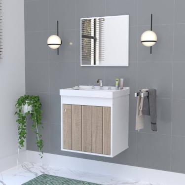 Imagem de Kit Gabinete Banheiro em Mdf com Espelheira Veneto Berlin/ Branco