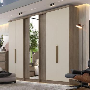 Imagem de Guarda Roupa Casal Selecto Plus Glass 7 Portas com Espelho THB, Rustic