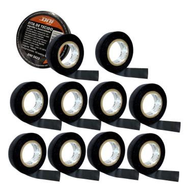 Imagem de Kit 10 Fita Isolante Tecido 10M Chicote Elétrico Autocolante