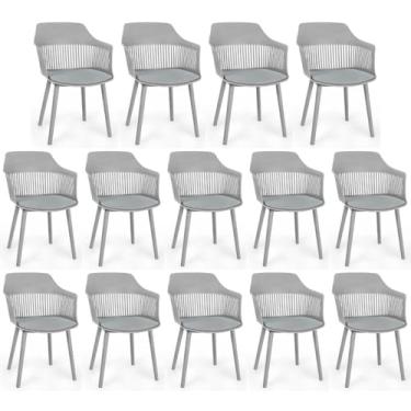 Imagem de Kit 14 Cadeiras de Jantar Estofada Marcela - Cinza