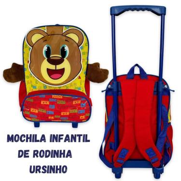 Imagem de Mochila Infantil Rodinhas Urso Escolar Ursinho Menino Volta