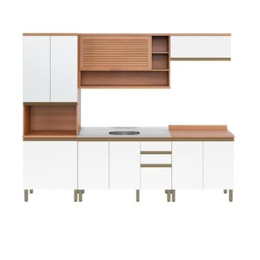 Imagem de Cozinha Completa Modulada 5 Peças com Gabinete Pia Multimóveis Cr20403 Freijó/branco