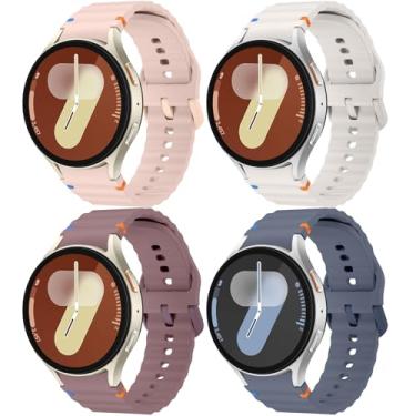 Imagem de Pulseiras esportivas para Samsung Galaxy Watch 7 6 5 4 FE de 40 mm e 44 mm e mulheres, sem lacunas para 47 mm e 43 mm/clássica de 46 mm e 42 mm/5 pro 45 mm, pacote com 4_06