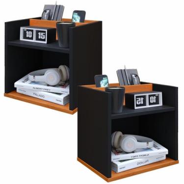 Imagem de Kit 2 Mesa de Cabeceira Mini Cômoda Mesinha Lateral Cama Quarto Nicho 