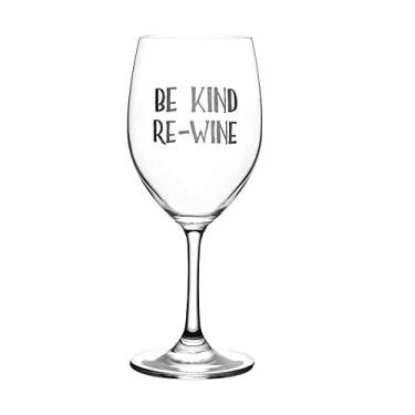 Imagem de Lushy Wino – Be Kind, Re-Wine – Cute, Novelty, Taça de vinho gravada sem haste 473 ml com frases engraçadas em caixa de presente