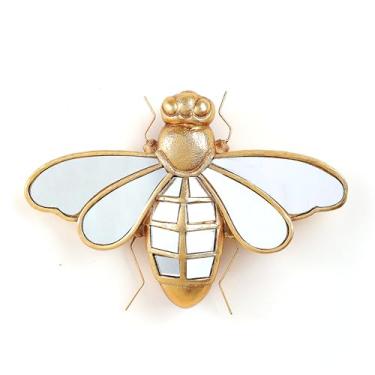 Imagem de Xinleitan Espelhos decorativos de insetos besouros - decoração de parede de vidro de abelha pequena de resina dourada, perfeito para casas temáticas vitorianas e europeias