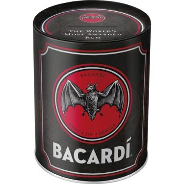 Imagem de Nostalgic-Art Caixa de dinheiro retrô, 978 ml, Bacardi – logotipo preto – ideia de presente para fãs de rum, produto de licença oficial (OLP), cofrinho de metal, design vintage