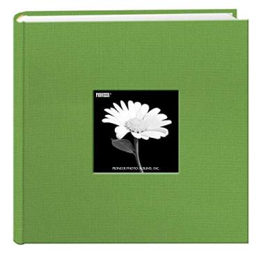 Imagem de Álbum de fotos com capa de moldura de tecido, 200 bolsos, comporta fotos 10 x 15 cm, verde cítrico