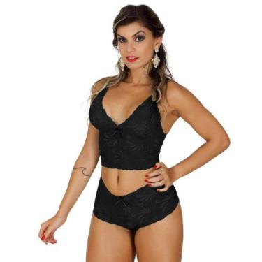 Imagem de Conjunto Sem Bojo Rendado Vamp Calesson Cropped Sensual Lingerie Linha