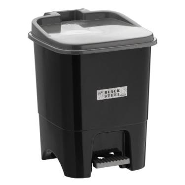 Imagem de Lixeira Contém Pedal 15 Litros Black Steel Reforçada - Plasmont