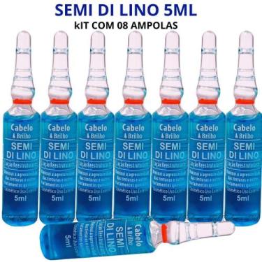 Imagem de Semi Di Lino 5ml Cabelo E Brilho Arovitel Kit C/ 8 Ampolas