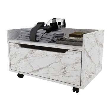 Imagem de Gabinete Banheiro 60cm Com 1 Gaveta E Rodízios Multimóveis Cr10124 Mármore Branco Mármore Branco