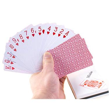 Imagem de Cartas de baralho de pôquer de plástico à prova d'água, cartas de mesa de pôquer de PVC preto, baralho clássico de truques de mágica (54 peças) (branco/vermelho)