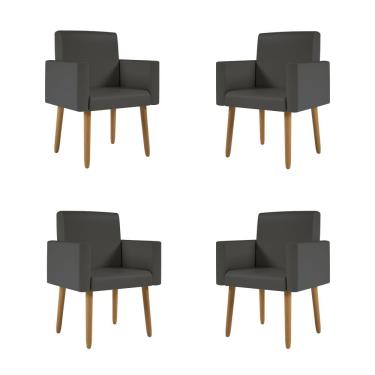 Imagem de Kit 4 Poltronas Nina Decorativa Recepção Sala Oferta Courino Cor:courino Cinza