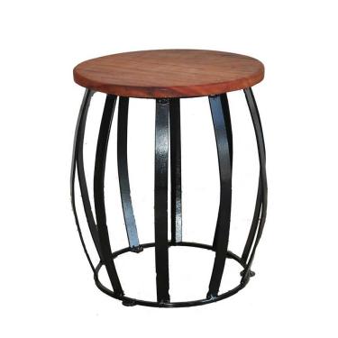 Imagem de Banco Banquinho Barril Rustico Artesanal Ferro E Madeira