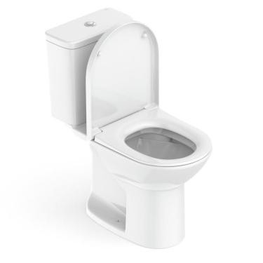 Imagem de Kit 3 Vaso Sanitários Com Caixa Acoplada E Assento Queda Amortecida Round Roca Branco Brilhante