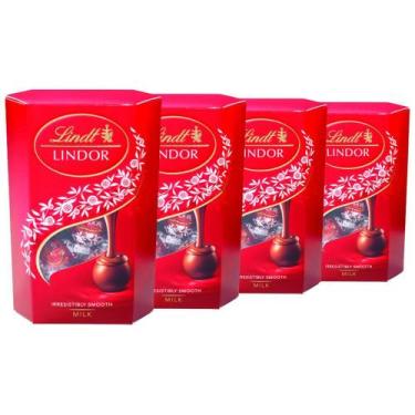 Imagem de Kit Bombons De Chocolate Suiço 4 Caixas De 75G- Lindor - Lindt