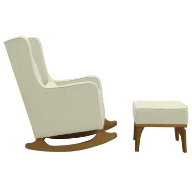 Imagem de Poltrona De Amamentação Aquila Retro Com Puff Élpis Móveis Veludo Bege