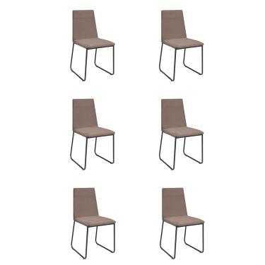 Imagem de Kit 6 Cadeiras De Jantar Cozinha Industrial Lexa Veludo Élpis Móveis Capuccino Preta
