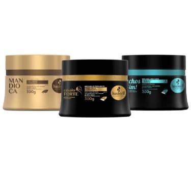 Imagem de Kit Máscaras Mandioca + Cavalo Forte + Cachos Sim Haskell - 300g - Cabelos Cacheados