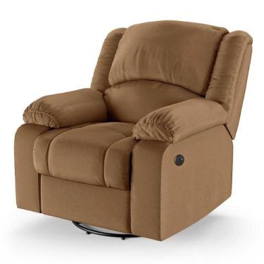 Imagem de Poltrona Do Papai Reclinável Melim Glider Giratória Usb Pu Caramelo Fh