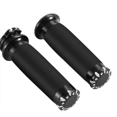 Imagem de MHMMX 1 polegada 25 mm Black Street Motocicleta Punhos de guidão Acelerador para Harley Davidson Halley Glides Sportster Touring Dyna Softail Xl883 1200 (C Preto)