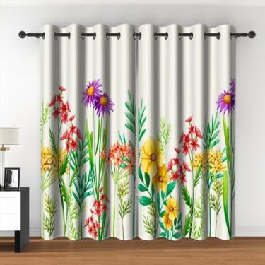 Imagem de Cortinas de cozinha florais selvagens primavera flores rústicas folhas verdes cortinas blackout casa de fazenda planta botânica colorido flores silvestres cortinas de janela tratamento para sala de