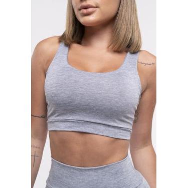 Imagem de Top Feminino Academia Fitness - FORÇA DO SOL, M, Cinza claro