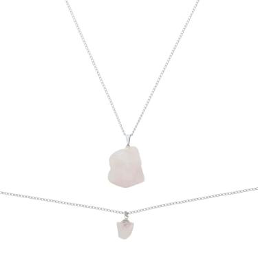 Imagem de Tornozeleira + colar pingente pedra natural Quartzo Rosa