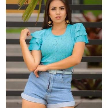 Imagem de Blusa feminina Lesie babado manga curta - Filó Modas