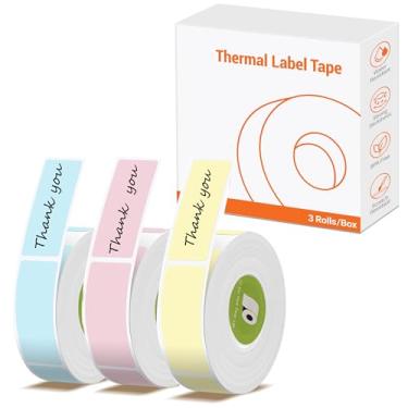 Imagem de Rongta Fita adesiva R5, 14 x 40 mm (0,55 "x1,57"), substituição de fita térmica laminada padrão, para escritório doméstico e pequenas empresas, 180 etiquetas/rolo (rosa/azul/amarelo, 3 rolos)