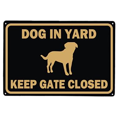 Imagem de Placa AEIOUO Dog in Yard Keep Gate Closed Wall Door Sign Please Keep Gate Closed Vintage Retro Metal Indoor Outdoor Road Firm Water Tin Signs 20 x 30 cm