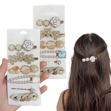 Imagem de Kit 12 Acessórios Cabelo Presilha Grampo Pedras Luxo Strass - Grampo D