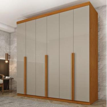 Imagem de Guarda-roupa 6 portas joinville 2,18 m cinamono/off white  tcil