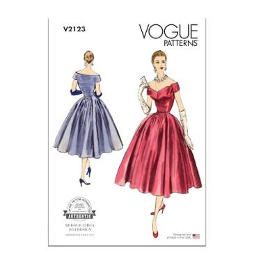 Imagem de Vogue V2123B5 Misses' Vintage 1954 Pacote de padrão de costura de vestido de noite, código de design V2123, tamanhos 8-10-12-14-16