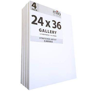 Imagem de MILO PRO | Pacote de 4 telas esticadas com 61 x 91 cm | Telas de pintura de artistas profissionais grandes com 3,8 cm de profundidade | Telas de pintura de arte em branco em branco prontas para pintar