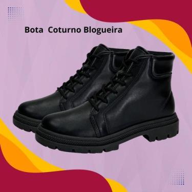 Imagem de Bota Coturno Feminino Moleca Blogueira, Preto, 35