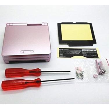 Imagem de Parafusos de lente de tela de invólucro completo de substituição para GBA SP Game Boy Advance SP (rosa)