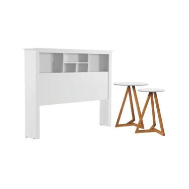 Imagem de Jogo De Cabeceira Com Mezanino Lateral Cambridge Branco Nature