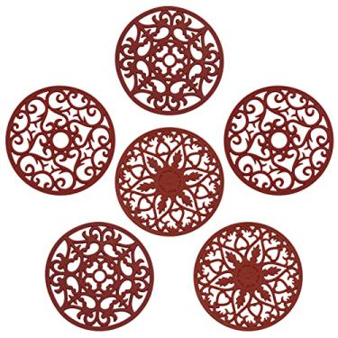 Imagem de Hotsyang Tapete De Silicone Para Descanso Panelas - Suportes Cozinha Modernos, Antiderrapantes E Resistentes Ao Calor, Redondos Flexíveis, Multiuso, Com 6 Bases Copos Em Tom Vinho Tinto